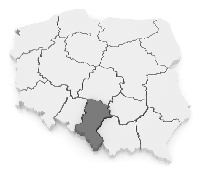 Mapa z kilkoma śląskimi miastami - Katowice, Sosnowiec, Chorzów, Dąbrowa Górnicza, Ruda Śląska, Bytom, Siemianowice Śląskie, Świętochłowice, Będzin, Czeladź, Tychy, Gliwice